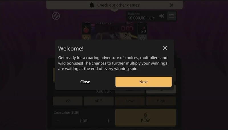 „Lion Zama Fruits Bonus Spins“ – aktyvi sesija su klasikiniais vaisių simboliais ir 777
